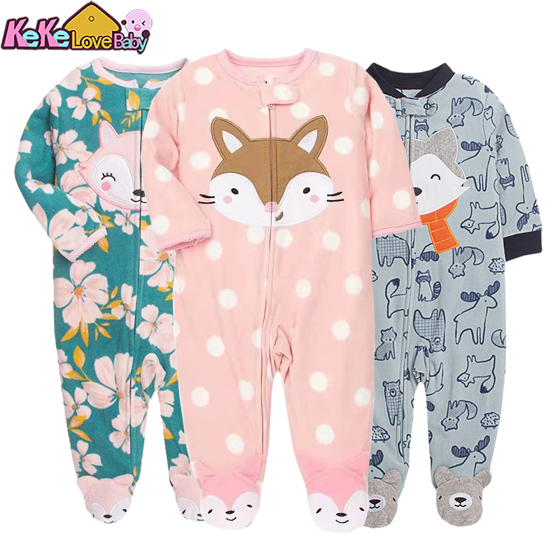 Winter Clothing For 1 Year Old Girl - 新生児男の子女の子ロンパース服冬パジャマジッパーフリース秋幼児衣装動物ジャンプスーツ服 0-12 ヶ月新しい