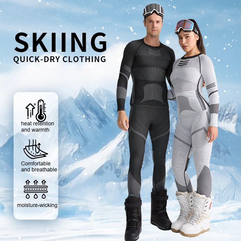 Thermal Base Layer - スキーベースレイヤーセット男性女性サーマル速乾性吸湿性圧縮ウェアウィンタースポーツアウトドア下着トップスボトムス