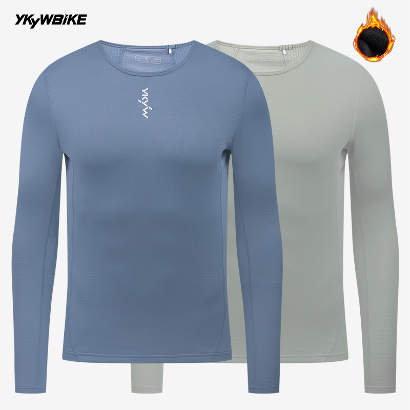 Thermal Base Layer - Ykyw-メンズ長袖サイクリングベースレイヤー衣類、サーマルフリースアンダーシャツ、ロードバイクベース下着、冬、秋