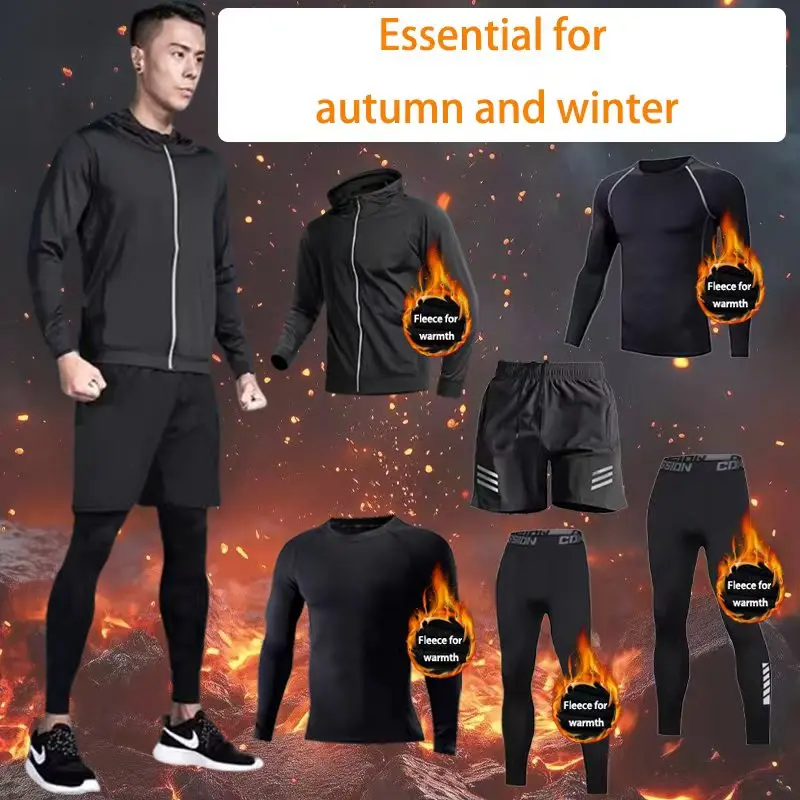 Thermal Base Layer - 2025年 メンズ アウトドア スポーツセット 6点 フリース裏地付き