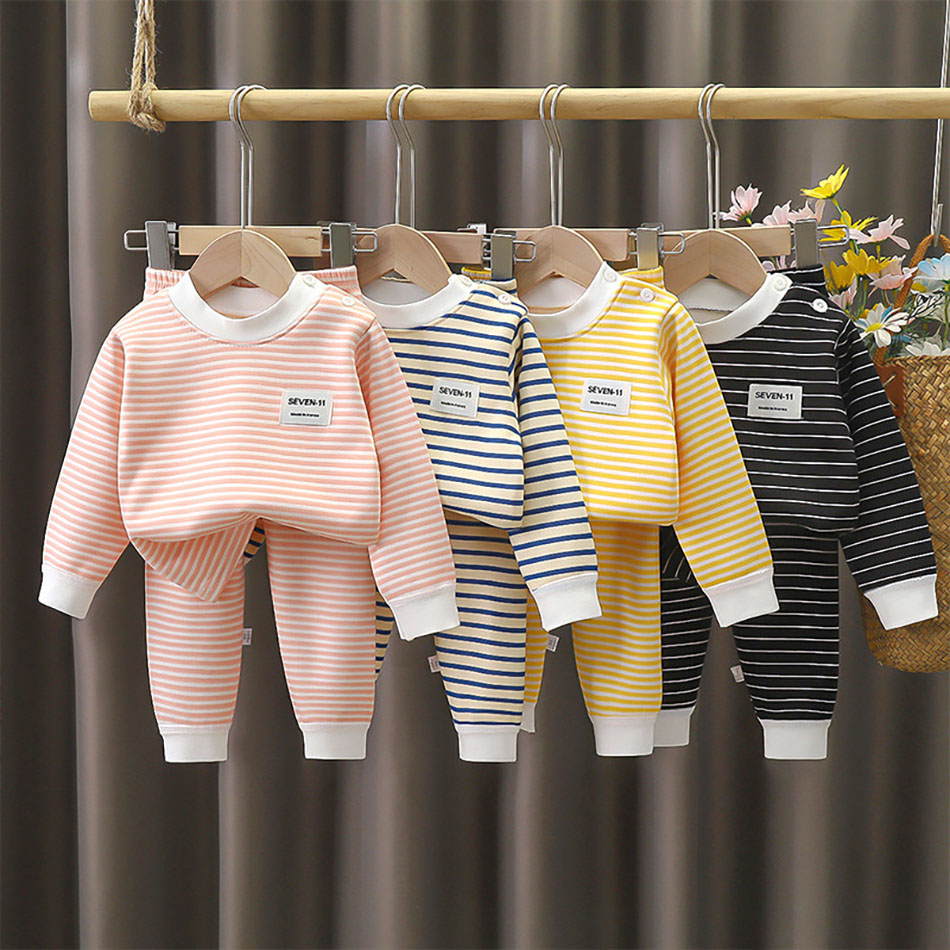 フリース裏地付きベビー服セット 暖かいストライプ柄下着 パジ - Winter Clothing For 1 Year Old Girl のレビューと価格