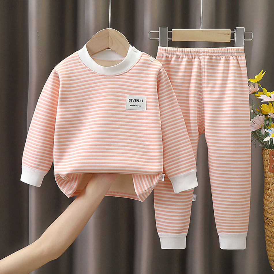フリース裏地付きベビー服セット 暖かいストライプ柄下着 パジ - Winter Clothing For 1 Year Old Girl のレビューと価格