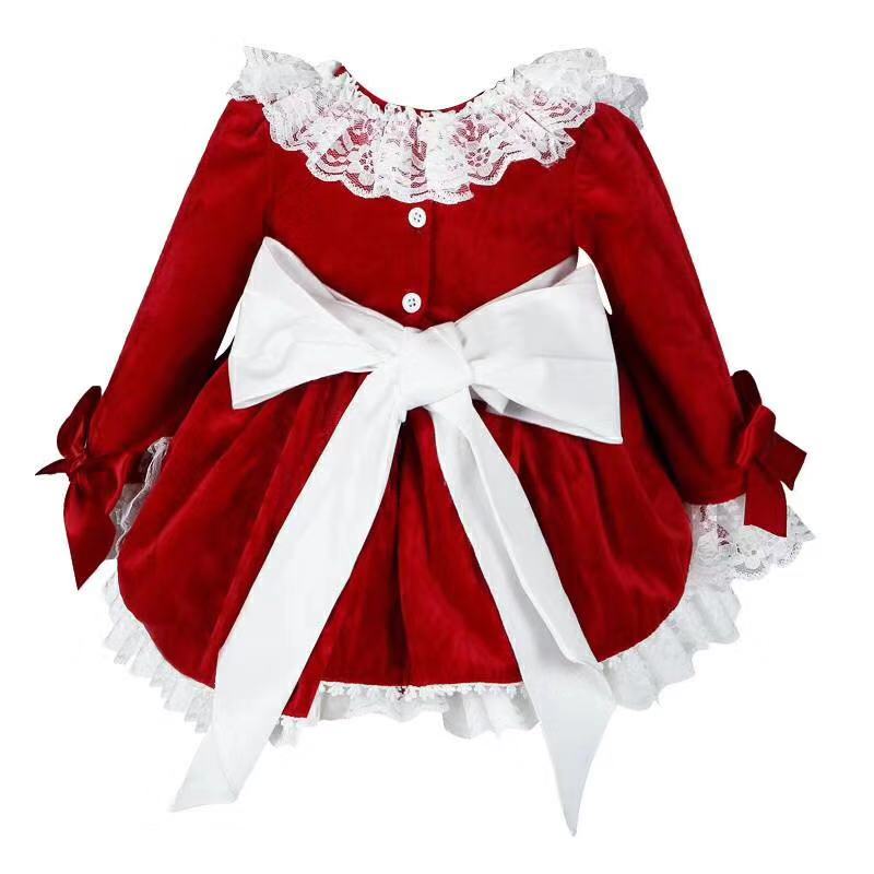 4 個女の赤ちゃん秋冬春レッドベルベットヴィンテージスペイン - Winter Clothing Baby のレビューと価格