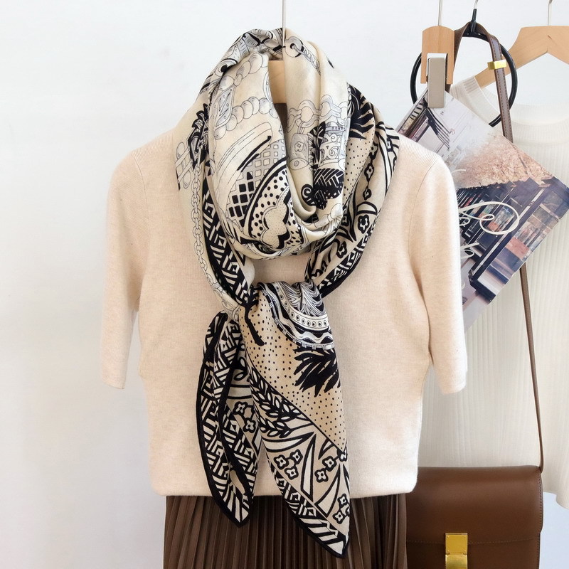 シルクウールスカーフ 135 センチメートル高級デザイナー特 - Winter Clothing Hong Kong のレビューと価格