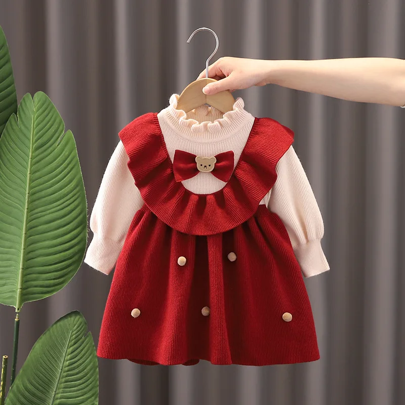 女の赤ちゃん服秋冬暖かい子供服ニット新年ドレス女の子のための - Winter Clothing Baby のレビューと価格