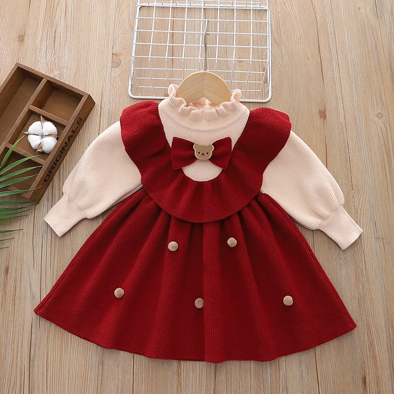女の赤ちゃん服秋冬暖かい子供服ニット新年ドレス女の子のための - Winter Clothing Baby のレビューと価格