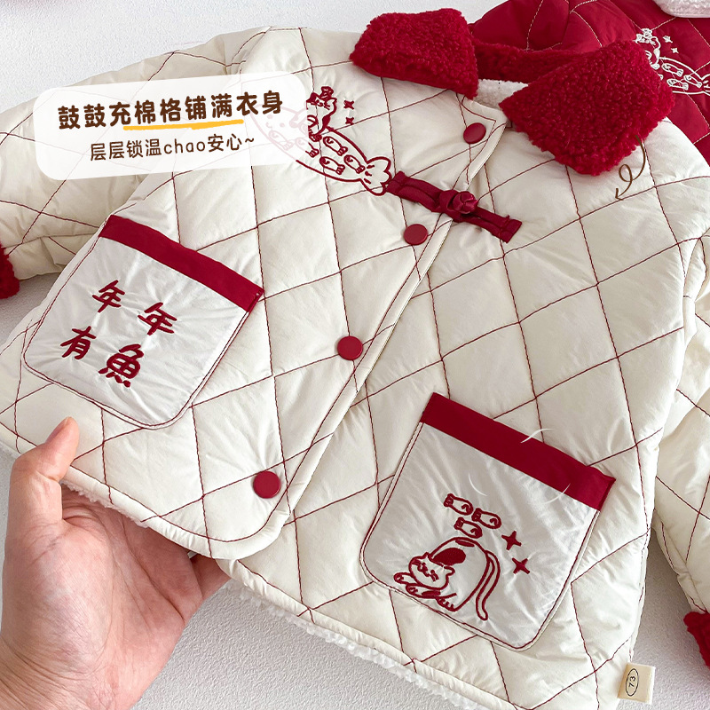 子供用新年服2025年新作冬物男の子刺繍入り漫画風ぬいぐるみ - Winter Clothing Baby のレビューと価格