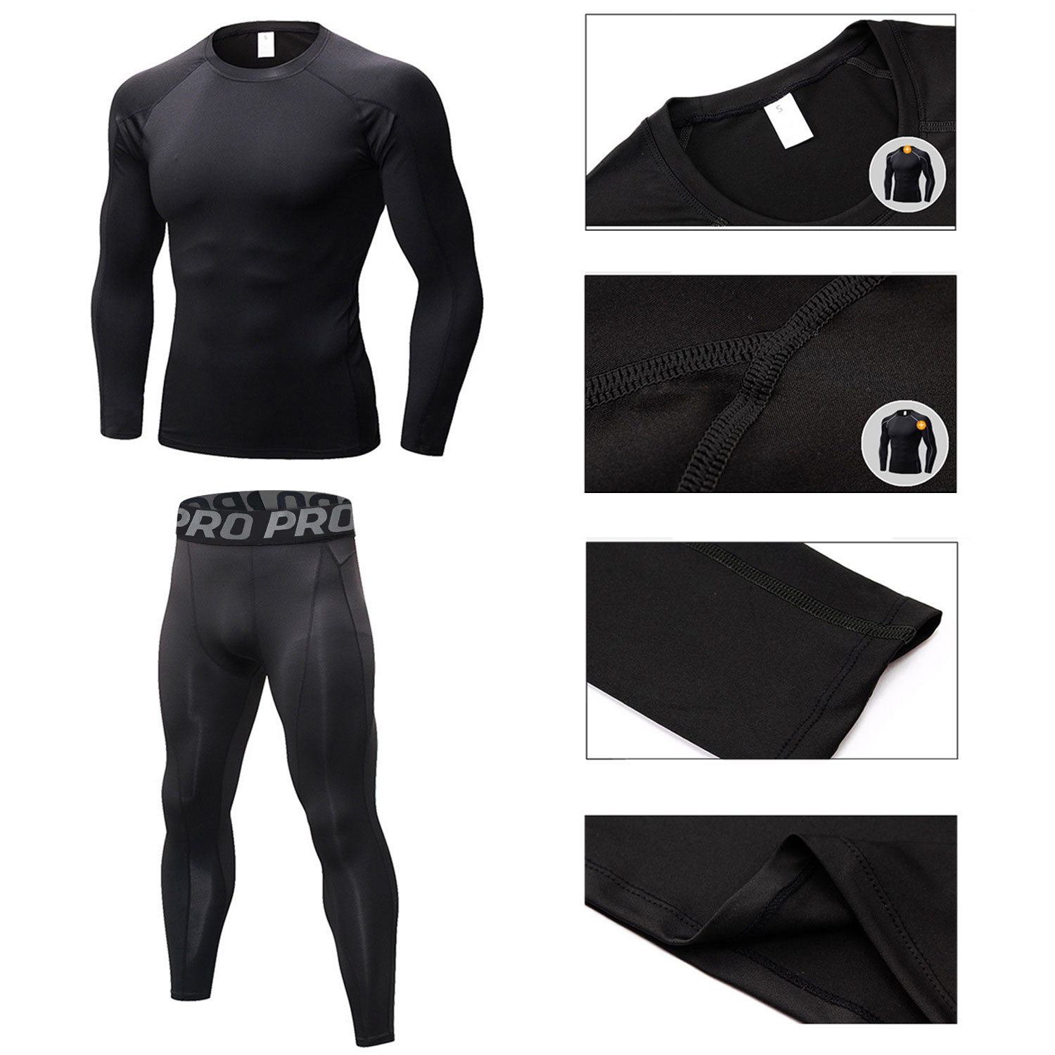 メンズコンプレッションパンツと長袖シャツのセット,暖かいサー - Thermal Base Layer のレビューと価格