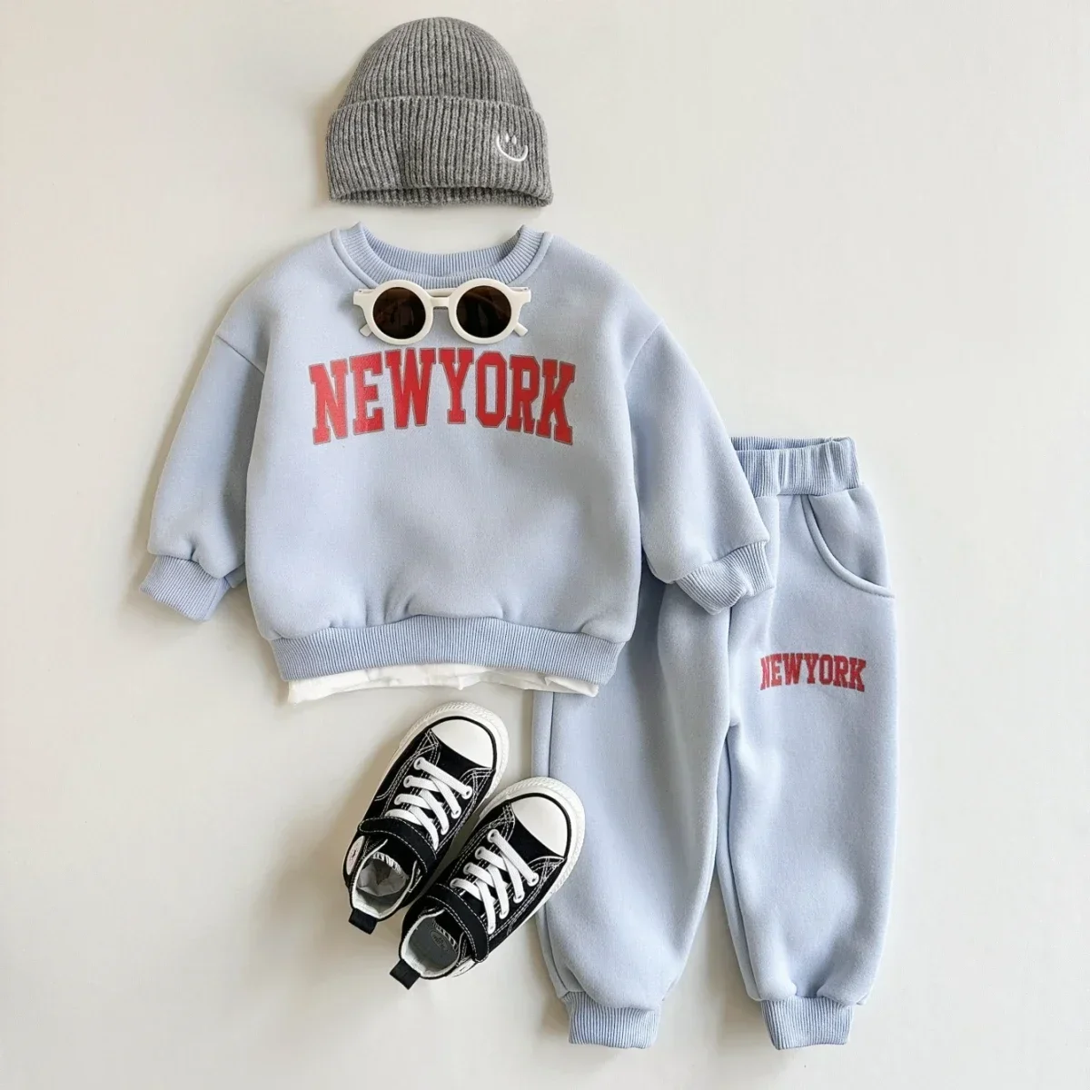 2 個ベビー服セット男の子女の子ニューヨークプリントスポーツ - Winter Clothing For 1 Year Old Girl のレビューと価格