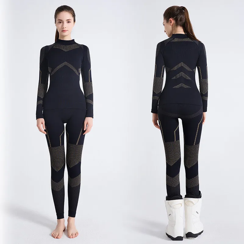 冬用女性用サーマルベースレイヤーセット、ジッパー付きクルーネ - Thermal Base Layer のレビューと価格