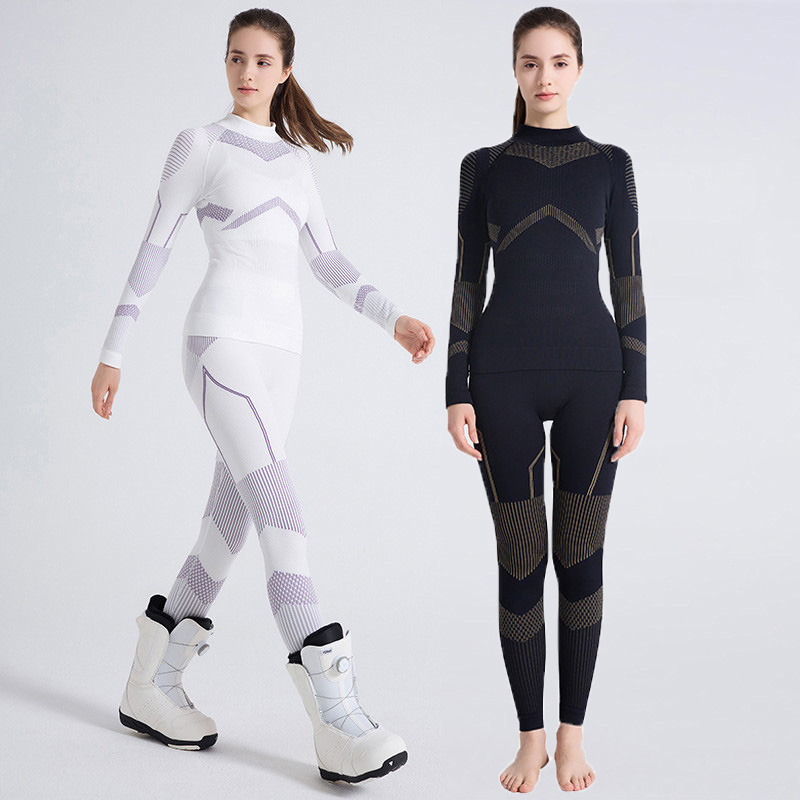 冬用女性用サーマルベースレイヤーセット、ジッパー付きクルーネ - Thermal Base Layer のレビューと価格