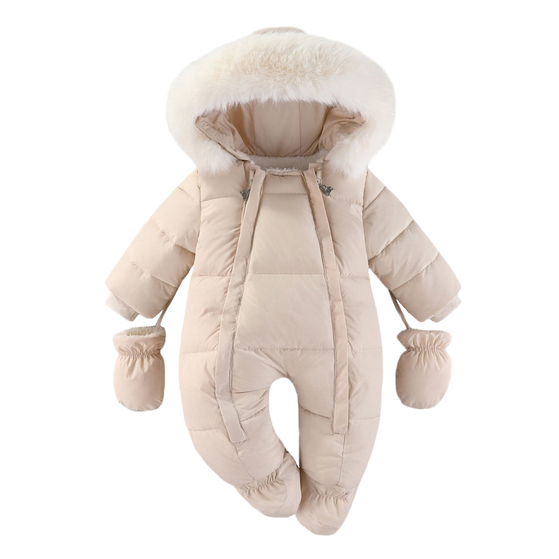 生まれたばかりの赤ちゃんのためのフード付きロンパース,厚いベ - Winter Clothing Baby のレビューと価格