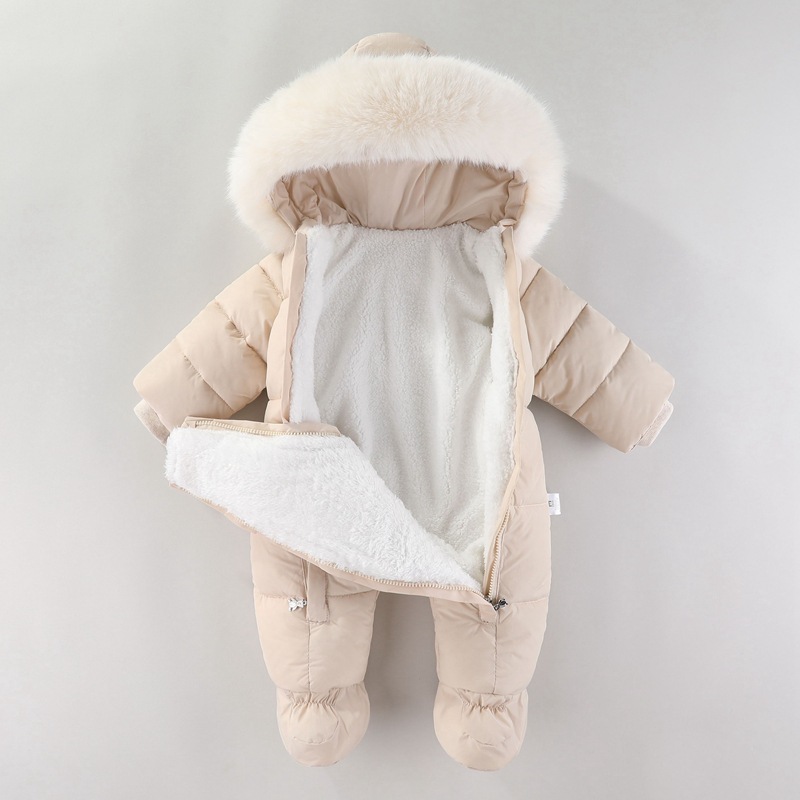 生まれたばかりの赤ちゃんのためのフード付きロンパース,厚いベ - Winter Clothing Baby のレビューと価格