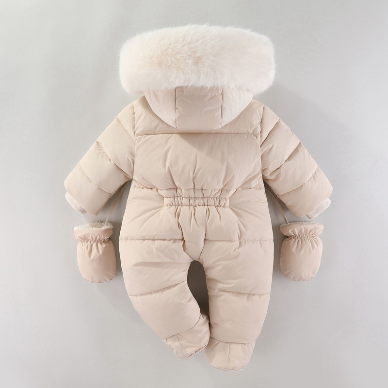 生まれたばかりの赤ちゃんのためのフード付きロンパース,厚いベ - Winter Clothing Baby のレビューと価格