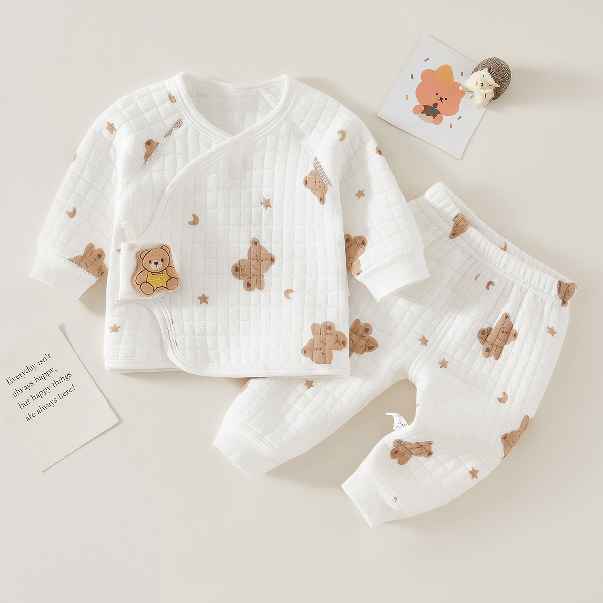 赤ちゃんの漫画のクマのパジャマセット,熱下着,暖かいパジャマ - Winter Clothing For 1 Year Old Girl のレビューと価格