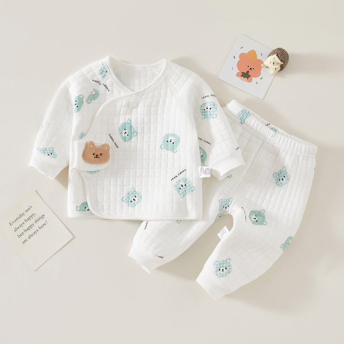 赤ちゃんの漫画のクマのパジャマセット,熱下着,暖かいパジャマ - Winter Clothing For 1 Year Old Girl のレビューと価格