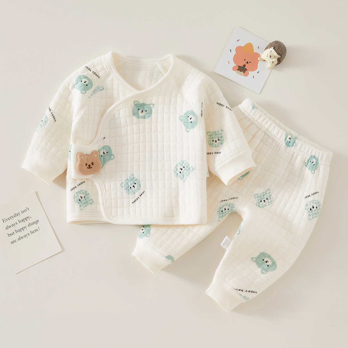 赤ちゃんの漫画のクマのパジャマセット,熱下着,暖かいパジャマ - Winter Clothing For 1 Year Old Girl のレビューと価格