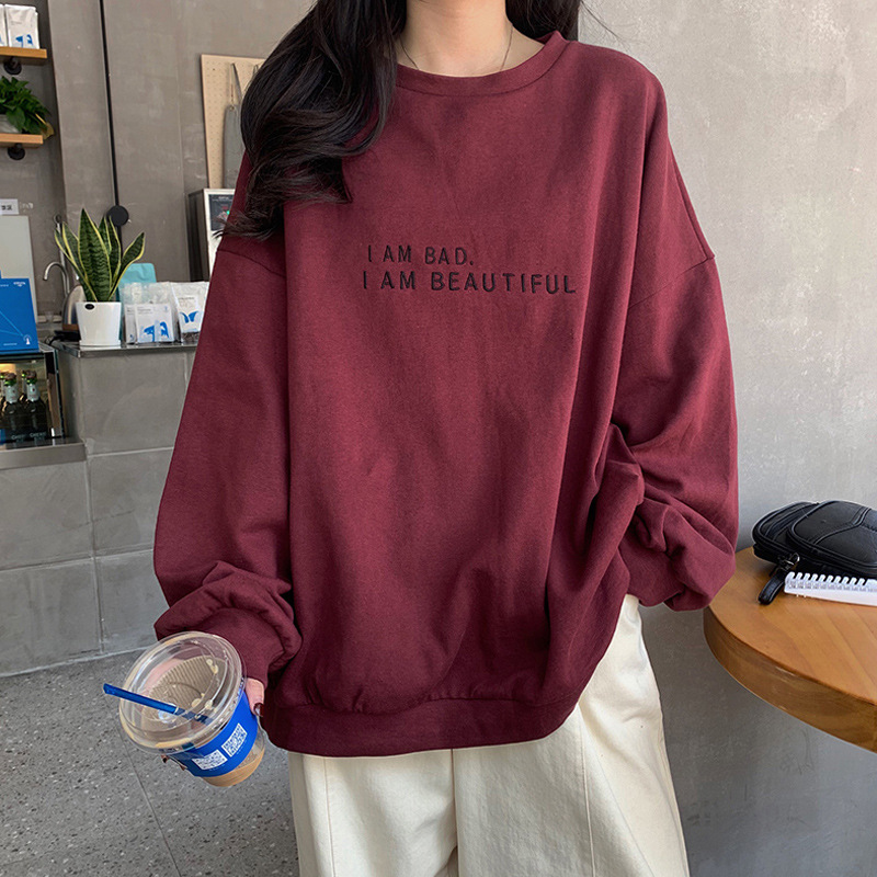 ルーズ長袖レタープリント学生トップス薄手秋冬韓国風婦人服シン - Winter Clothing Hong Kong のレビューと価格