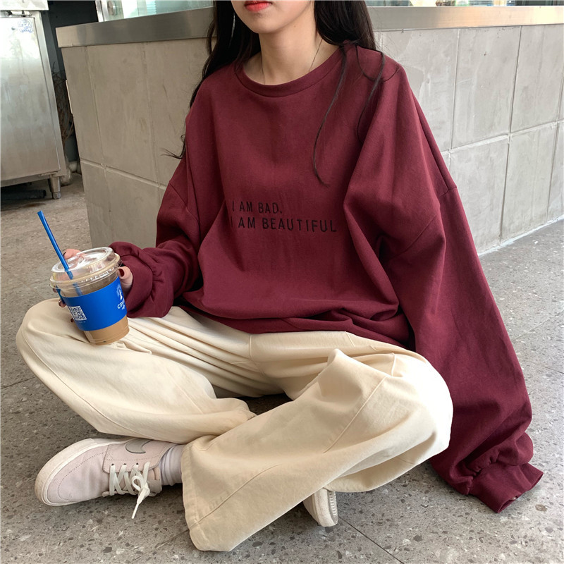 ルーズ長袖レタープリント学生トップス薄手秋冬韓国風婦人服シン - Winter Clothing Hong Kong のレビューと価格